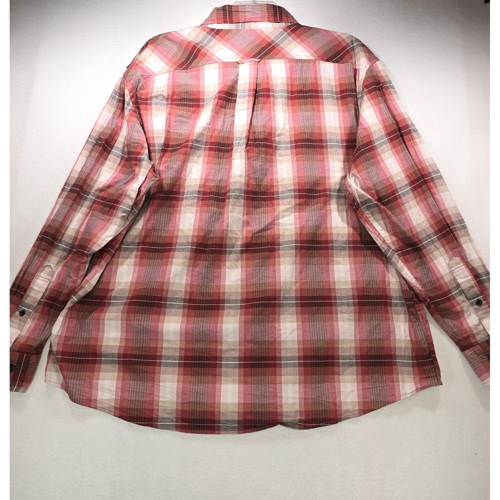 Lands End Mens XXL Red Pink Plaid Button Down Shirt Long Sleeve Traditional Fit - Picture 2 of 8